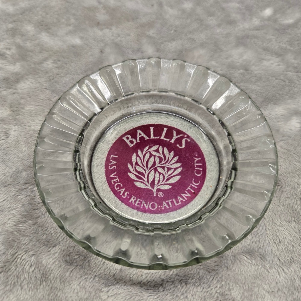 Vintage Ballys Casino Glass Ashtray Las Vegas Reno Atlantic City Purple Logo